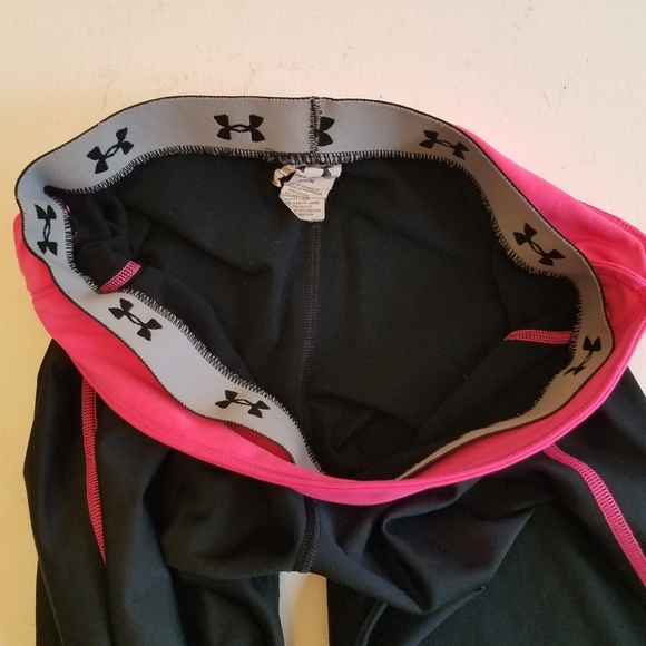 Under Armour Women's Compression Coldgear Leggings Pink Black Size Medium - Picture 12 of 12